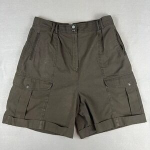 Vintage 80s New Departures Cargo Chino Shorts Size 14 Black High Waist Utility